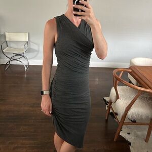 Anthropology v-neck tank jersey dress ruched side size small